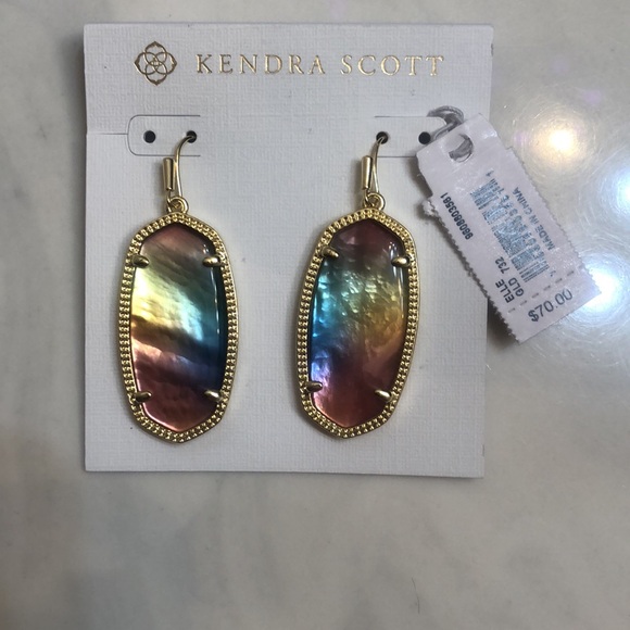Kendra Scott 14k Gold Plated Elle Drop Earrings Yellow Watercolor Illusion NWT - Picture 2 of 13